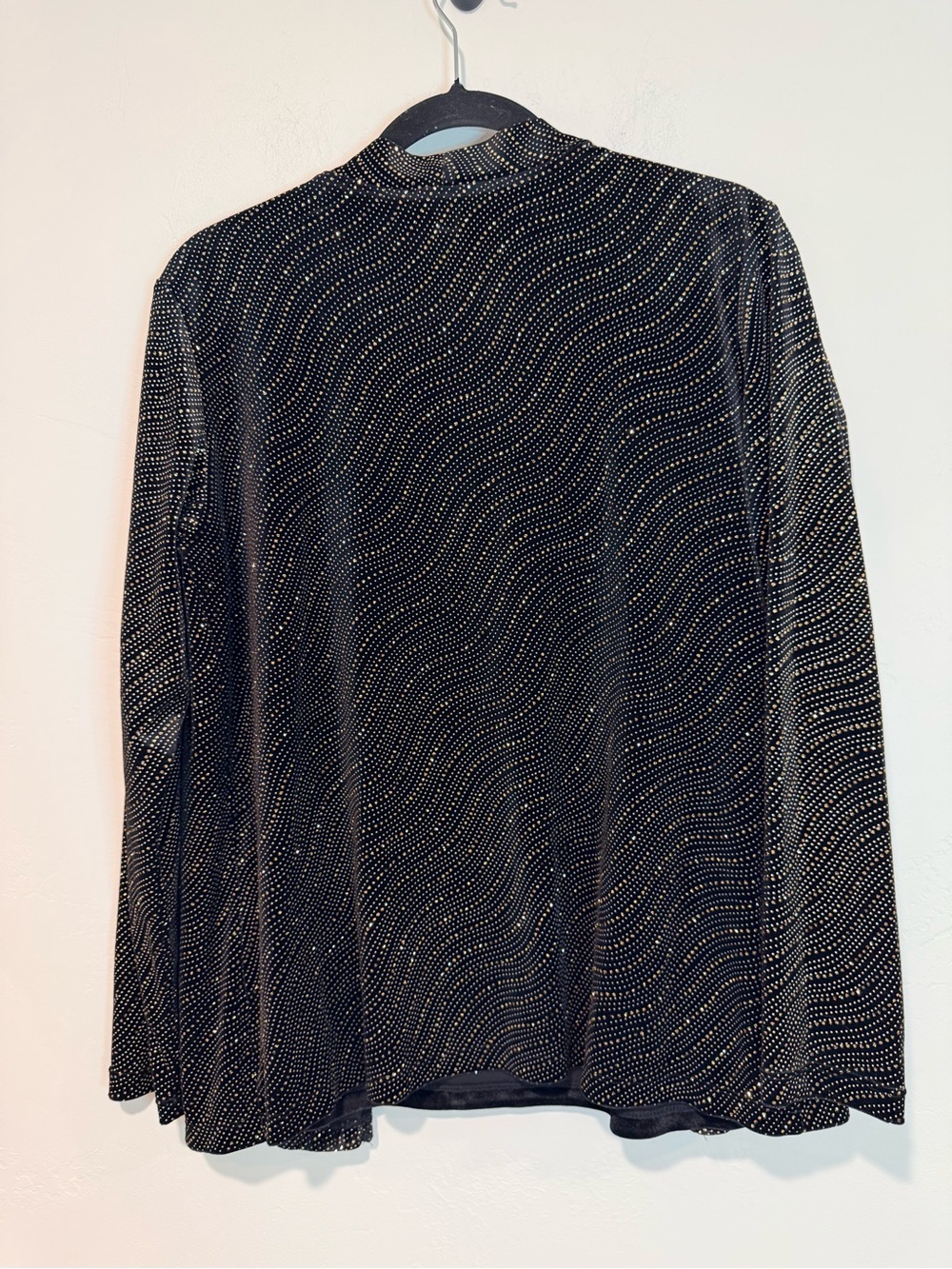 Notations Black Velvet Glitter Burnout Open Front Cardigan Twinset Large - Picture 2 of 8